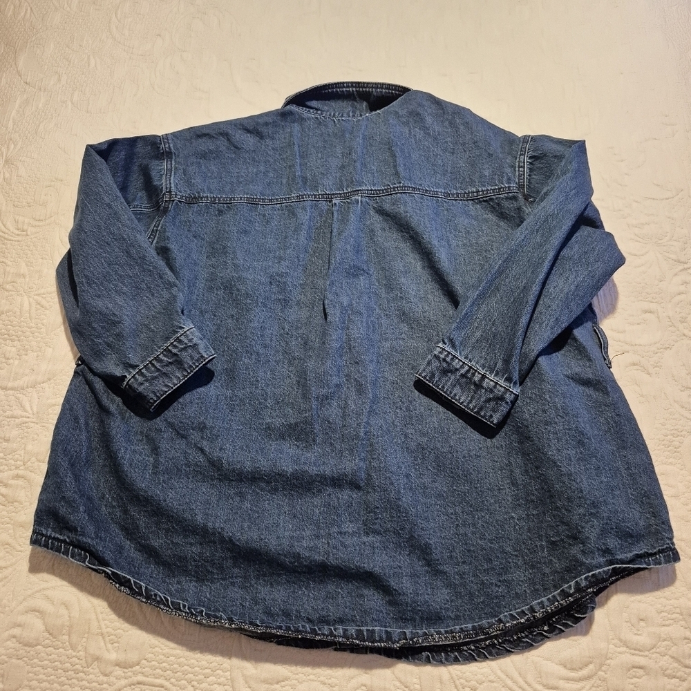 Eloquii women's 14/16 chambray snap closure shacket no belt VGUC - Picture 4 of 6